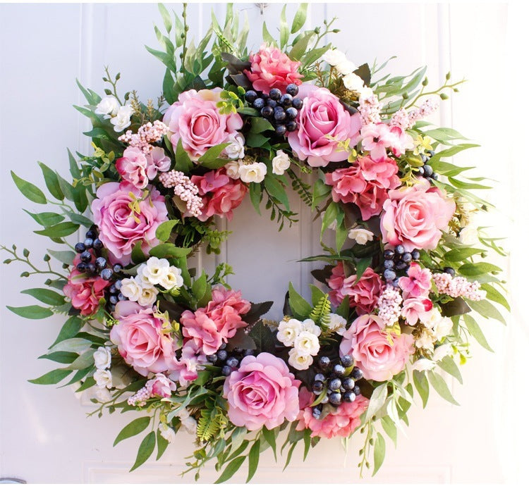 Natural Rattan Ring Simulation Berry European Rose Wreath